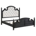 Celina Queen Bed with Upholstered Headboard Black and Beige