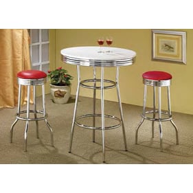 Coaster Furniture Theodore White Chrome 3pc Bar Height Set