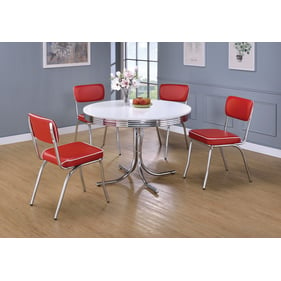 Coaster Furniture Retro Red 5pc Dining Set with Round Table