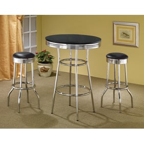 Coaster Furniture Theodore Black Chrome 3pc Bar Height Set