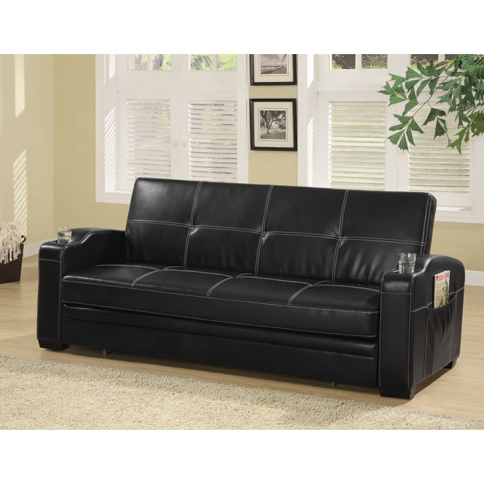 Coaster Furniture Avril Black Sleeper Sofa Bed with Cup Holders CST-300132