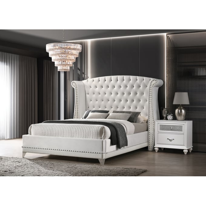 Coaster Furniture Barzini White 2pc Bedroom Set With Queen Bed CST-300843Q-BR-S1