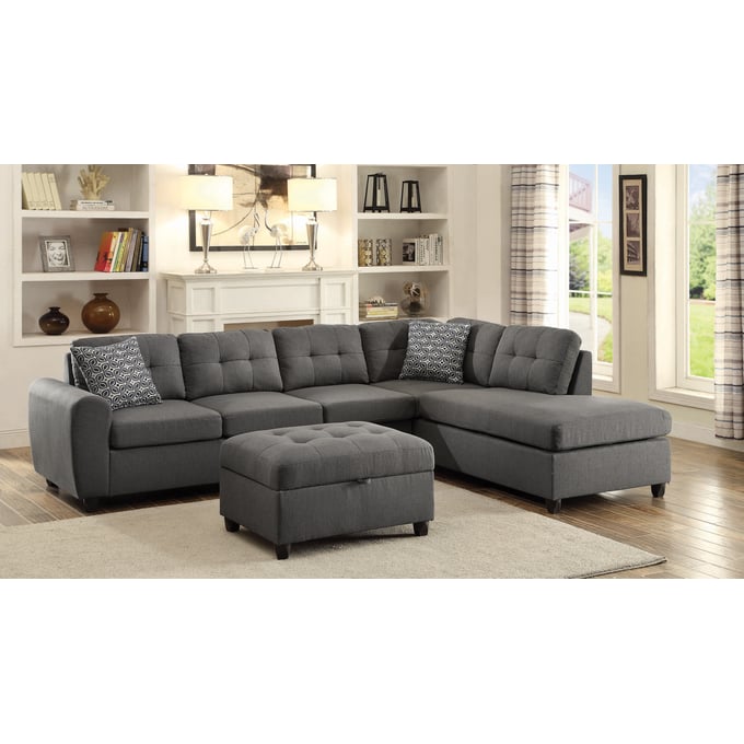 Coaster Furniture Stonenesse Grey Sectional With Ottoman CST-500413-14-SEC