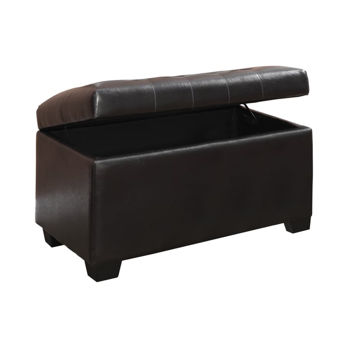 Coaster Furniture Dark Brown Faux Leather Storage Ottoman CST-500948