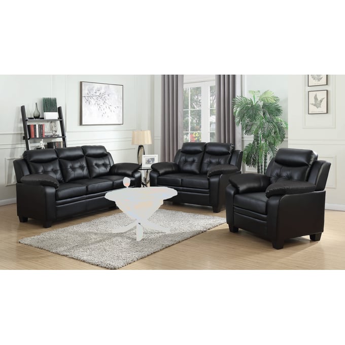 Coaster Furniture Finley Black 3pc Living Room Set CST-50655-BL-LR-S1