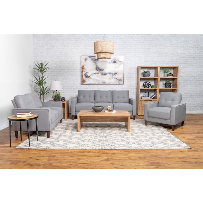 Coaster Furniture Bowen Grey Upholstered 3pc Living Room Set CST-50678-LR-S1