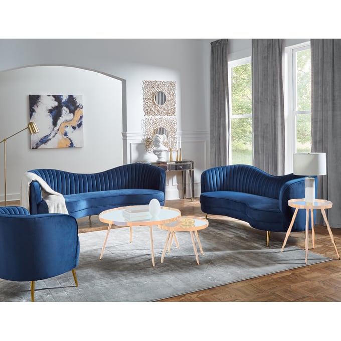 Coaster Furniture Sophia Blue 3pc Living Room Set CST-50686-LR-S1