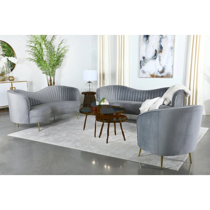 Coaster Furniture Sophia Grey 3pc Living Room Set CST-50686-LR-S2