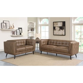 Coaster Furniture Thatcher Brown Button Tufted 2pc Living Room Set