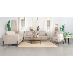 Coaster Furniture Tilly Oatmeal Upholstered Arms 3pc Living Room Set