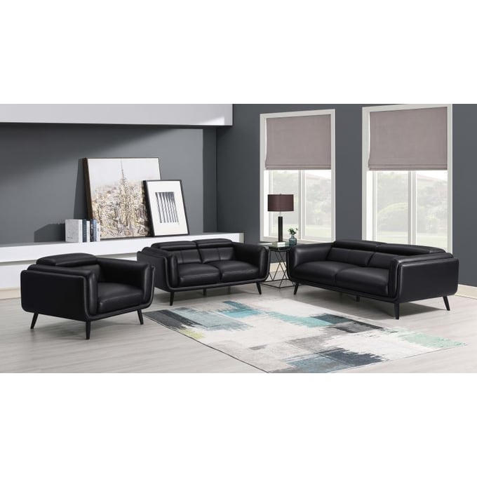 Coaster Furniture Shania Black Track Arms 3pc Living Room Set CST-509921-LR-S2