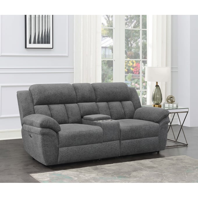 Coaster Furniture Bahrain Charcoal Power Loveseat with Console CST-609542P