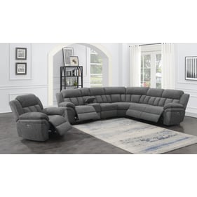 Coaster Furniture Bahrain Charcoal 6pc Power Sectional with Glider Recliner