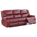 Camila Upholstered Motion Reclining Sofa Red Faux Leather