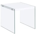 Opal Square End Table With Clear Glass Legs White High Gloss