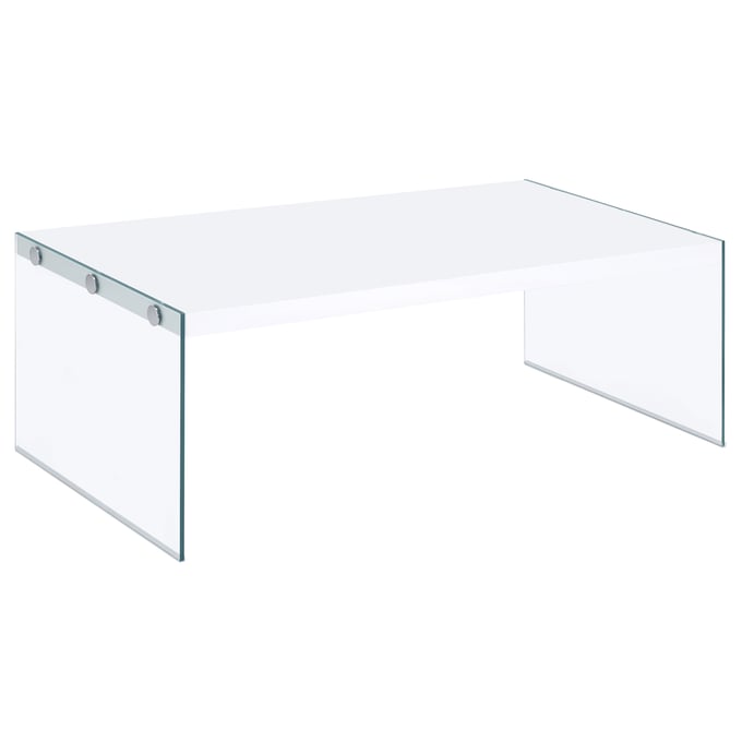 Coaster Furniture Opal Clear White High Gloss Coffee Table CST-704148