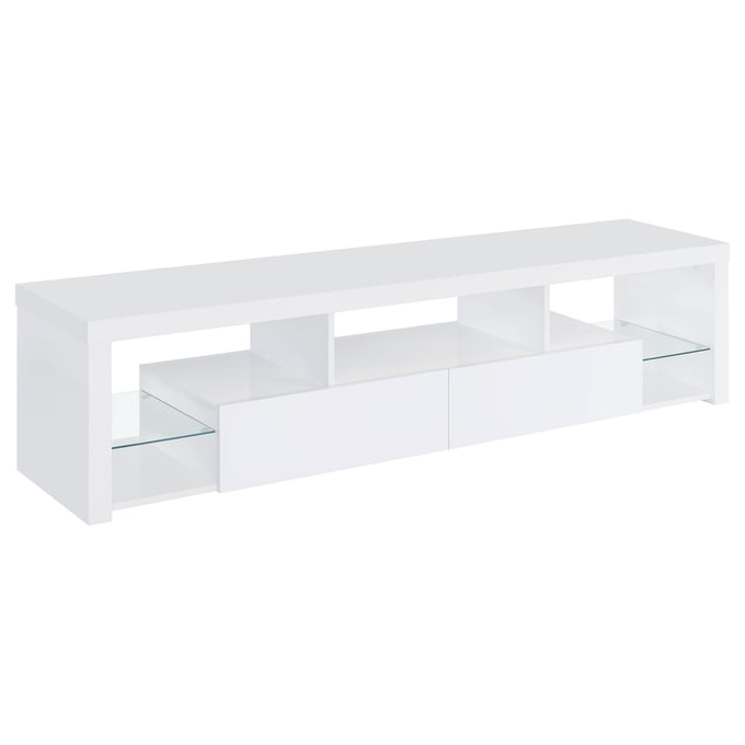 Coaster Furniture Jude White High Gloss 2 Drawers 71 Inch TV Stand CST-704251