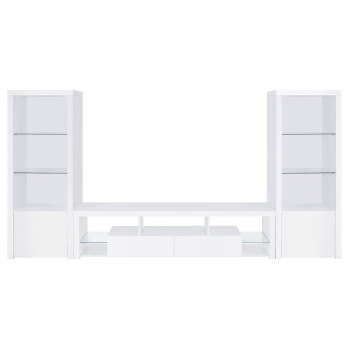 Coaster Furniture Jude White High Gloss 3pc Entertainment Center CST-704251-SET