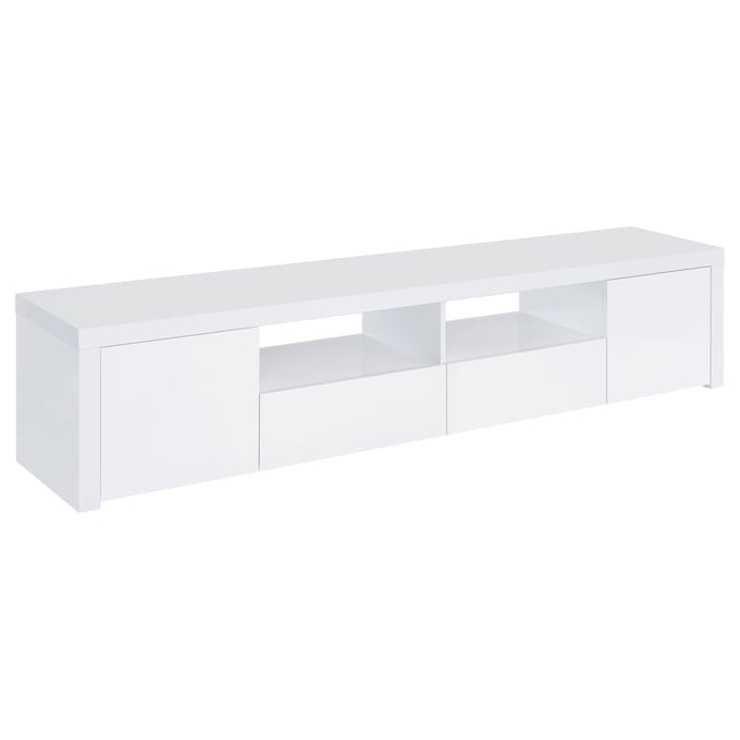 Coaster Furniture Jude White High Gloss 2 Door 79 Inch TV Stand CST-704262