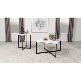 Coaster Furniture Tobin White Black Square 3pc Coffee Table Set