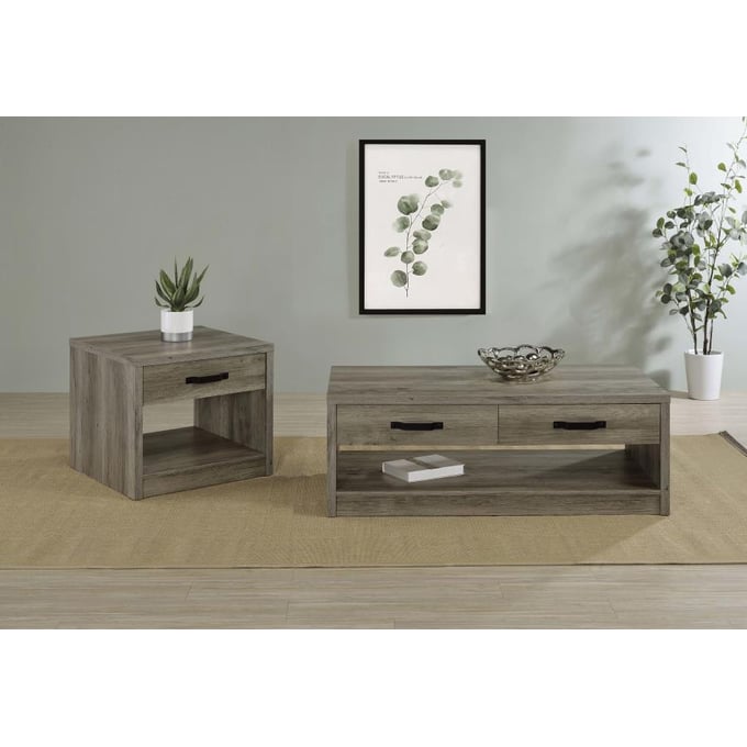 Coaster Furniture Felix Grey Driftwood 3pc Coffee Table Set CST-70772-OCT-SET