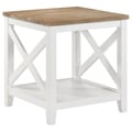 Maisy Square Wooden End Table With Shelf Brown and White