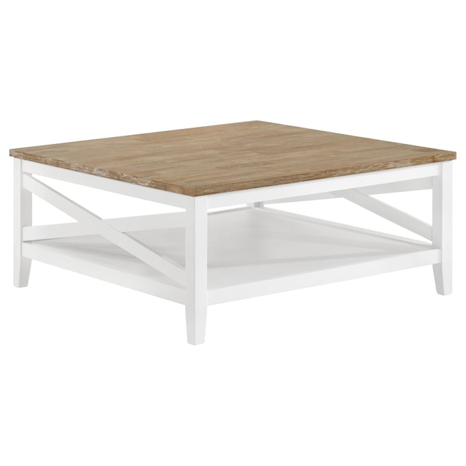 Coaster Furniture Maisy Brown White Square Coffee Table CST-708098