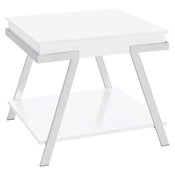 Coaster Furniture Marcia White High Gloss End Table CST-708157