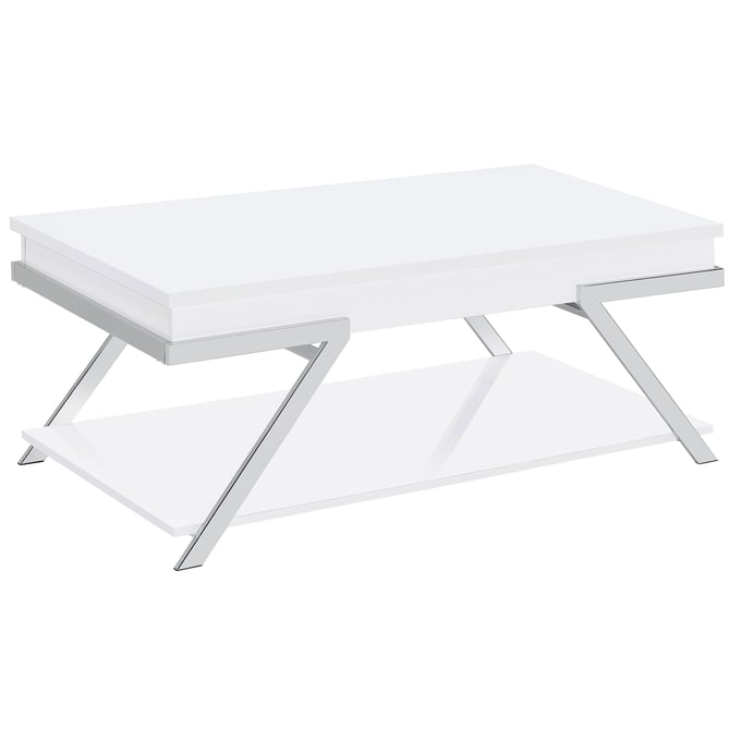 Coaster Furniture Marcia White High Gloss Coffee Table CST-708158