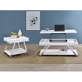 Coaster Furniture Marcia White High Gloss 3pc Coffee Table Set