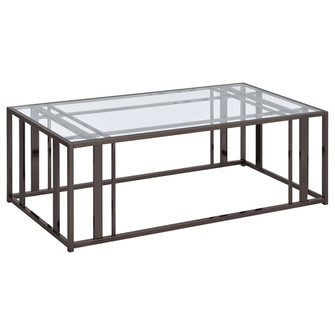 Coaster Furniture Adri Clear Black Rectangular Glass Top Coffee Table CST-708358