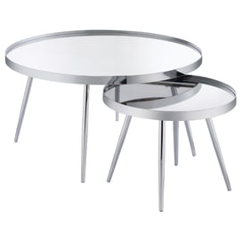 Coaster Furniture Kaelyn Mirror Chrome 2pc Round Nesting Coffee Table