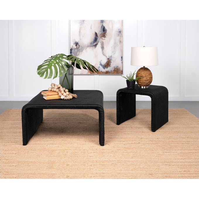 Coaster Furniture Cahya Black 3pc Coffee Table Set CST-70851-OCT-S1