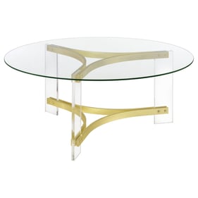 Coaster Furniture Janessa Clear Matte Brass Round Coffee Table