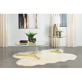 Coaster Furniture Janessa Clear Matte Brass 3pc Coffee Table Set