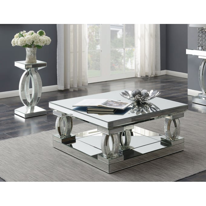 Coaster Furniture Amalia Clear Square 3pc Coffee Table Set CST-72251-OCT-S1