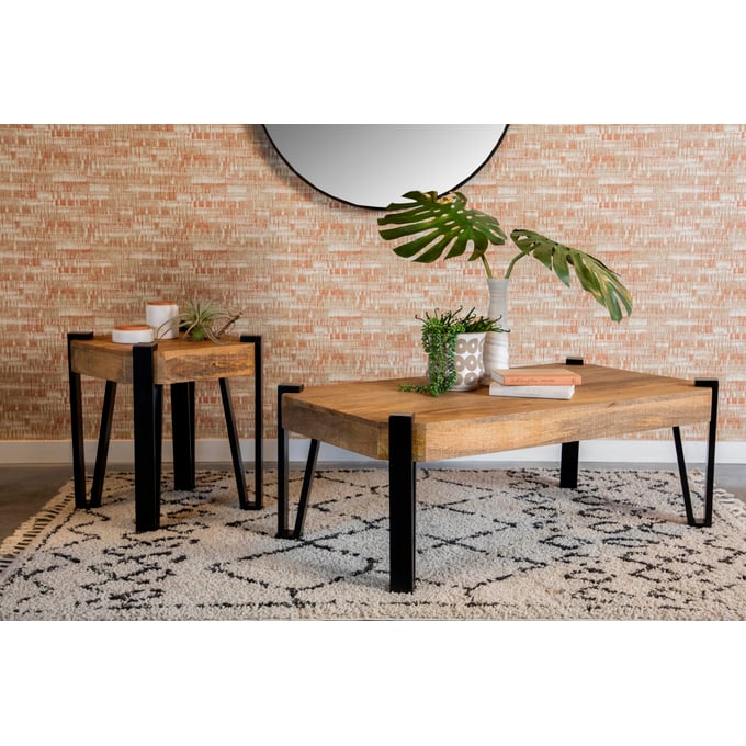 Coaster Furniture Winston Natural Matte Black 3pc Coffee Table Set CST-72411-OCT-S1