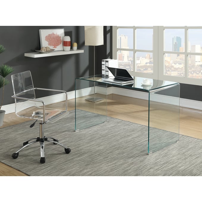 Coaster Furniture Amaturo Highsmith Clear Chrome Desk and Chair Set CST-80143-HOF-S1