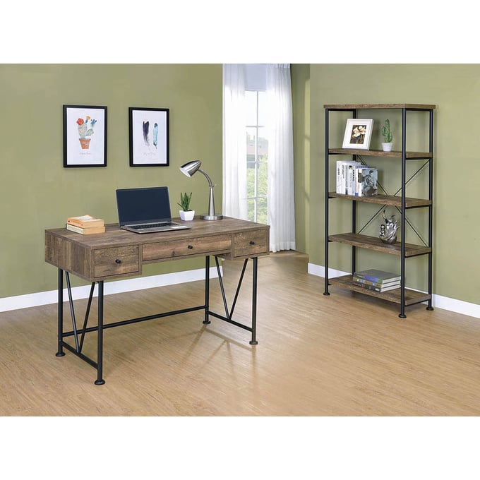 Coaster Furniture Analiese Rustic Oak 2pc Office Furniture Set CST-80254-HOF-S1