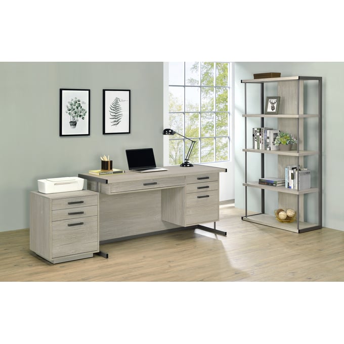 Coaster Furniture Loomis Whitewashed Grey 3pc Office Furniture Set CST-80588-HOF-S2