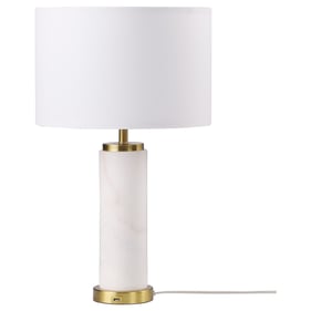 Coaster Furniture Lucius White Gold Drum Shade Bedside Table Lamp