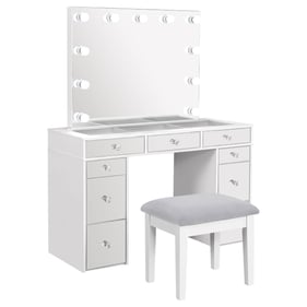 Coaster Furniture Regina White 3pc Makeup Vanity Table Set