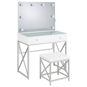 Coaster Furniture Eliza White Chrome 2pc Vanity Set