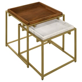 Coaster Furniture Bolden Gold 2pc Square Nesting Table