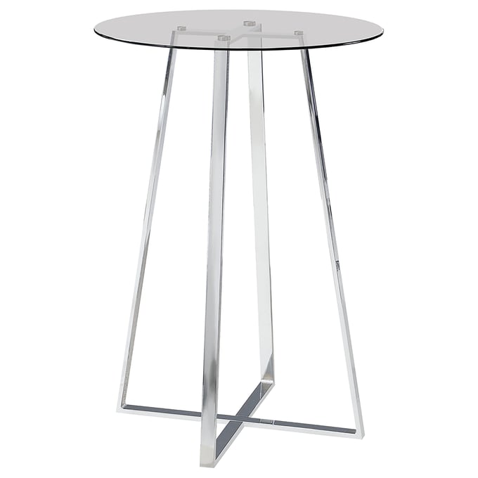 Coaster Furniture Zanella Chrome Clear Glass Top Bar Table CST-100026