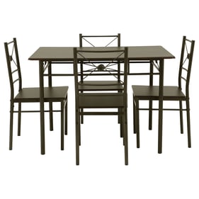 Coaster Furniture Anna Walnut Dark Bronze Rectangular 5pc Dining Room Set