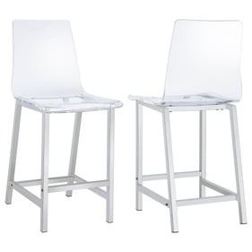 2 Coaster Furniture Juelia Clear Chrome Counter Height Stools