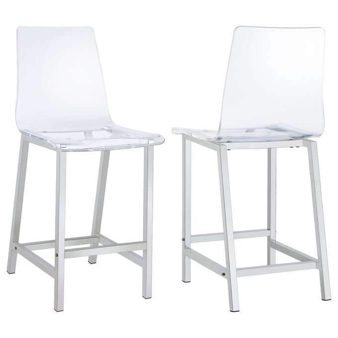 2 Coaster Furniture Juelia Clear Chrome Counter Height Stools CST-100265