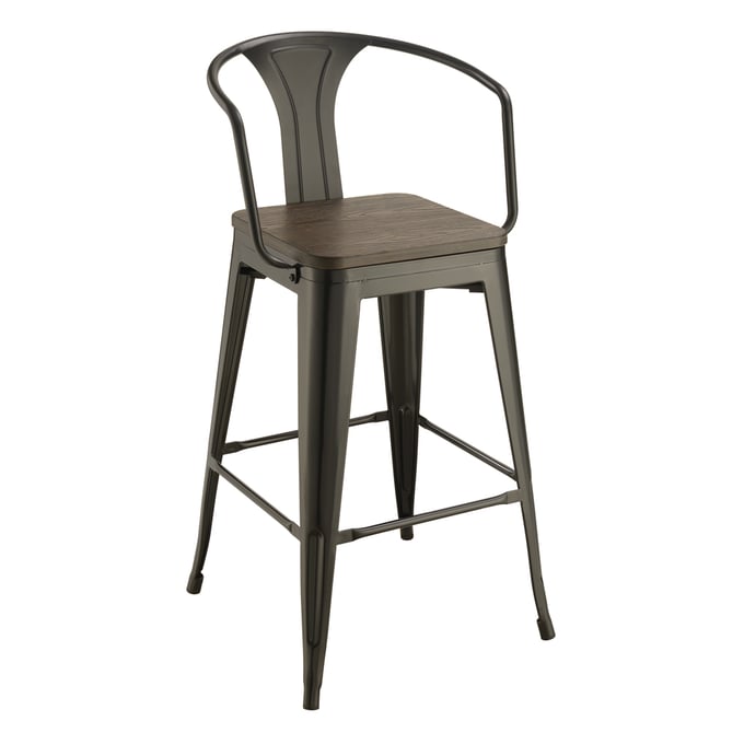 2 Coaster Furniture Cavalier Dark Elm Matt Black Bar Stools CST-100737