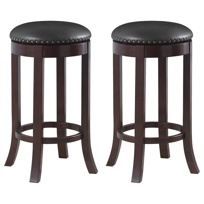 2 Coaster Furniture Aboushi Black Medium Brown Swivel Bar Stools CST-101060